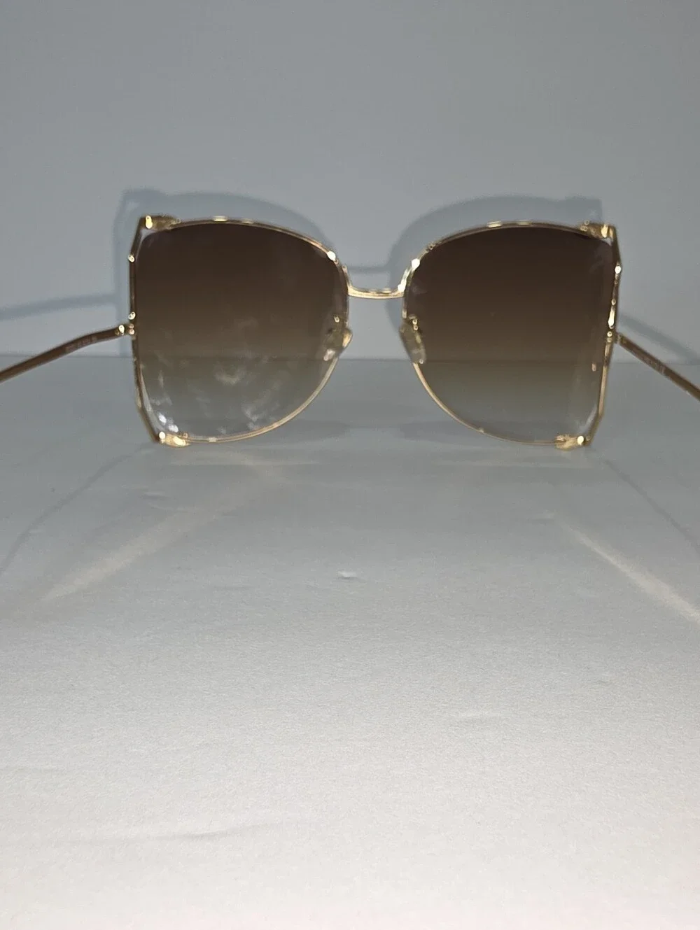Gucci Authentic Metal Oversized Round Sunglasses GG0252S Gold Brown